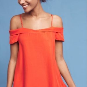 Anthropologie Cerise Open-Shoulder Blouse Paper Crown Size L